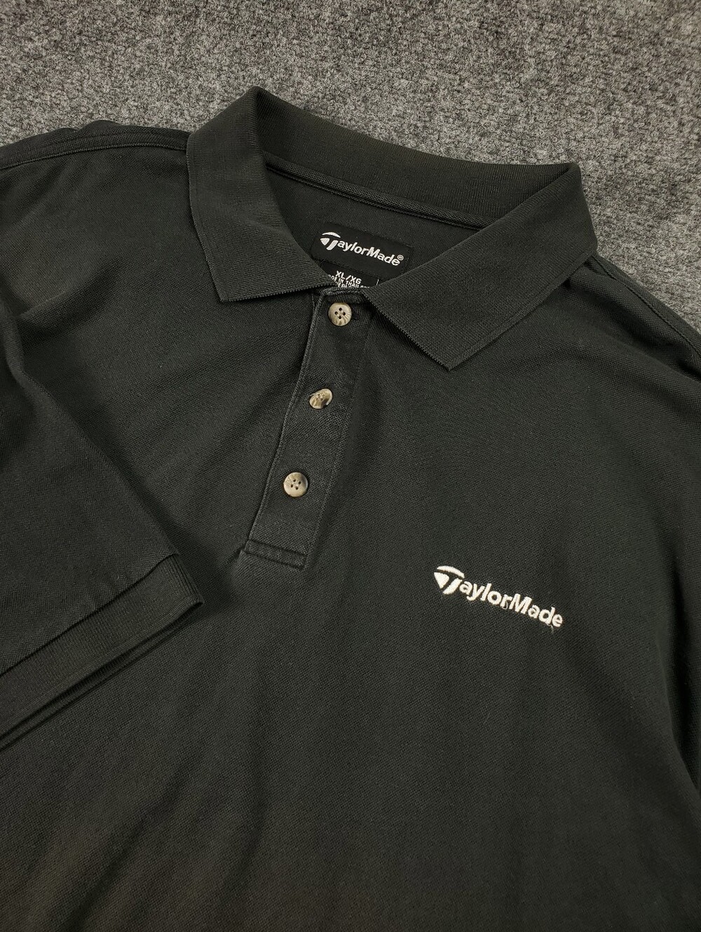 Taylor Made Polo Shirt XL Black Pique Golf Embroidered Logo Vintage 90s Casual